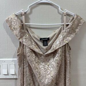 Candlelight Champagne Lace Maxi Dress with Sequin Detail